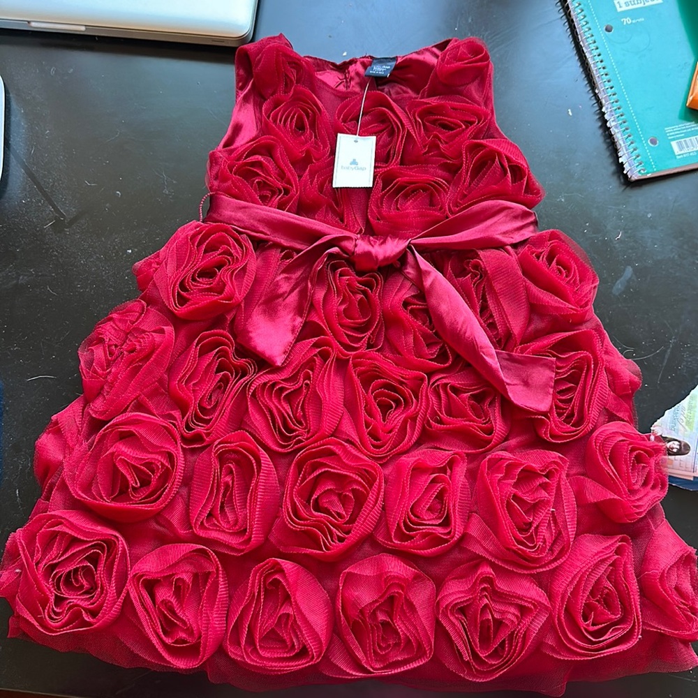 Baby Gap beautiful red rosette dress NWT size 2 35$